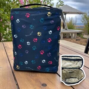Lug Dolly Tall Cosmetic Case Navy Blue Paws Wipe Clean Lined Travel Organize